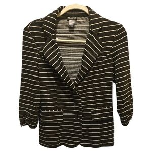 Soho Apparel Black and White Striped Knit Blazer SZ M